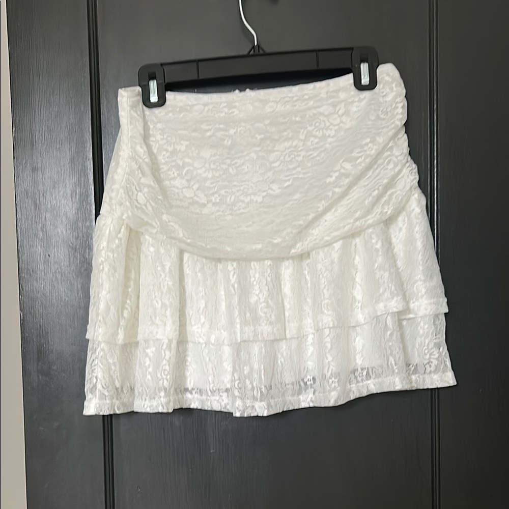 SHEIN Cream Bubble Mini Skirt Ruched Tiered